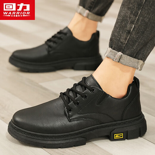Warrior business retro casual work shoes men's lace-up leather shoes men 1632 black 40