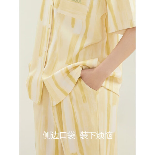 
Hengyuanxiang couple pajamas for women in summer pure cotton short-sleeved high-end sense for men's home clothes suit breathable thin 16859A men's style L