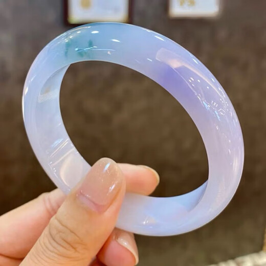 Burmese ice jade bracelet, violet jade bracelet, floating green flower bracelet, square jade spring bracelet, No. 57