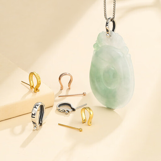 Fat Donglai same style pendant 18k gold buckle head 925 silver DIY accessories Jade buckle Buddha male buckle necklace buckle Glossy white gold medium clip distance 6* clip thickness 5.5