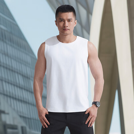 Longya 2 pieces-100 Second generation secret fiber quick-drying wide-shoulder vest for casual wear and comfortable solid color moisture-absorbent vest White 6XL Height 193 Weight 260-280 Jin Jin equals 0.5 kg