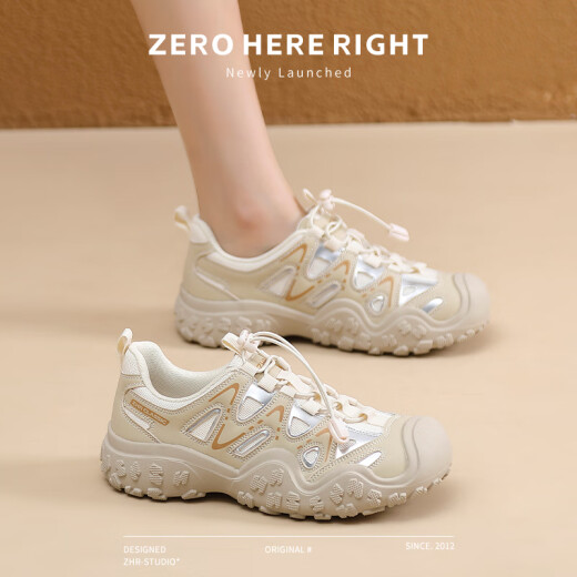 
ZHR hiking shoes for women outdoor hiking sports shoes for women lightweight thick sole breathable women's shoes G683 apricot color 38