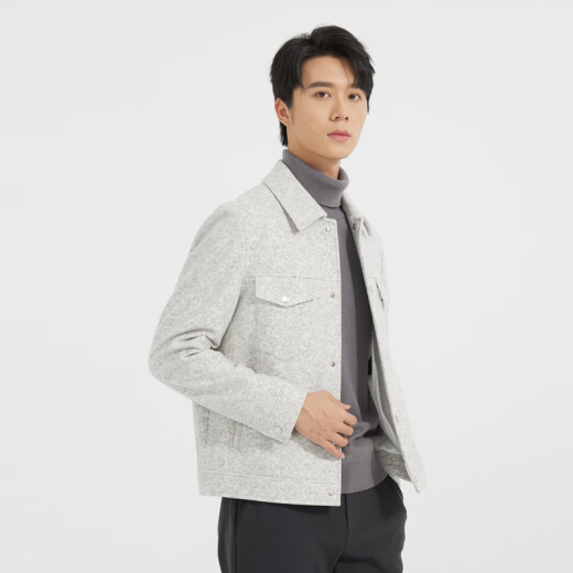 Lilang Leichte Mode-Herrenkleidung [3D-Seiden-Baumwoll-Jacquard] Wollmantel Kurzgestrickte Wolljacke Q4dyr106 Beige L (170)