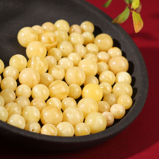 DRJEFUN natural beeswax loose beads single round bead old honey chicken fat yellow amber white flower separated beads star and moon bracelet accessories top bead carefully selected beeswax single bead (11mm single)