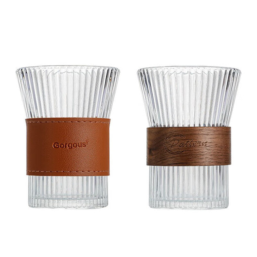 Vertical pattern belted coffee cup, good-looking Internet celebrity glass cup, insulated heat-resistant glass cup, home organ cup 230ml 1 piece