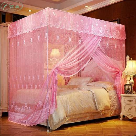 New reclusive palace mosquito net old style no bracket home encrypted thickened 1.35 traditional 1.5 meters 1.8m bed 1.2 flawless white palace style no bracket single door 1.8m6 feet bed