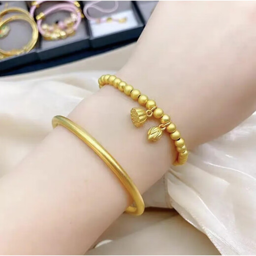 Fat Donglai's same style gold-plated silver bracelet for women, Vietnamese sand gold ancient method inheritance bracelet + two generations of joy bracelet, 4N 40g two-piece set 150-180Jin Jin is equal to 0.5kg (65 circle)