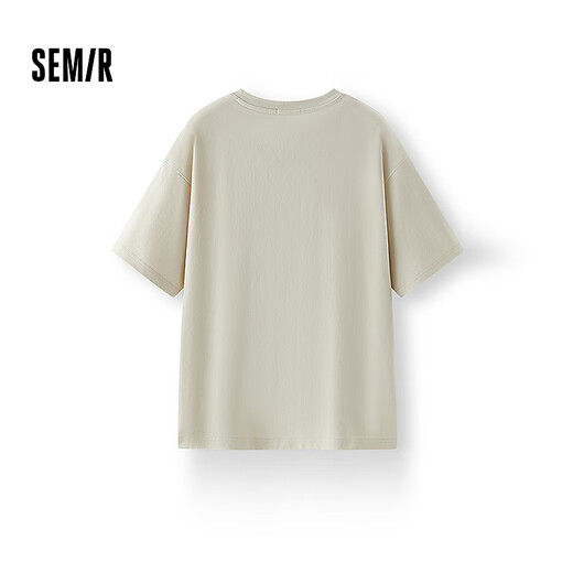 Semir short-sleeved t-shirt for women, mid-length loose and cute lamb print 2025 summer new dog print cotton pullover light khaki 50311-cute dog L