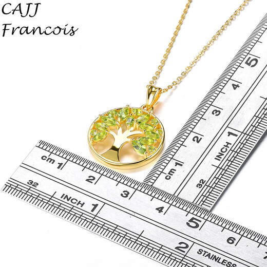 CAJJ Francois Peridot Pendant Tree of Life Group Set 925 Silver Gift for Personal Wear Natural Colored Jewelry Gemstone Peridot Pendant