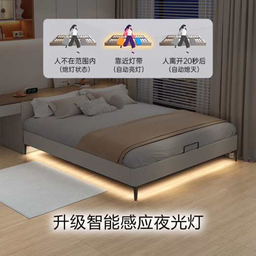 Big Pig Walks in Dovetail Mortise et Tenon Bed Without Head of the Bed Tatami Ribs Squelette lit suspendu lit crémeux vent silencieux en bois massif en bois