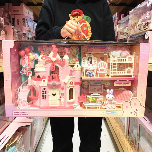 赟娅小兔子大城堡别墅客厅卧室双层床女孩过家家六一儿童玩具生日礼物 粉愿兔大城堡乐园