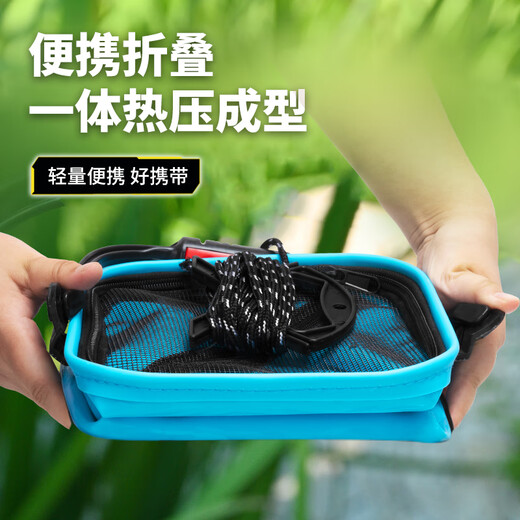 臻佑（Grsaed）打水桶钓鱼8L加厚折叠水桶户外野钓路亚活鱼桶便携钓鱼桶方 蓝纹