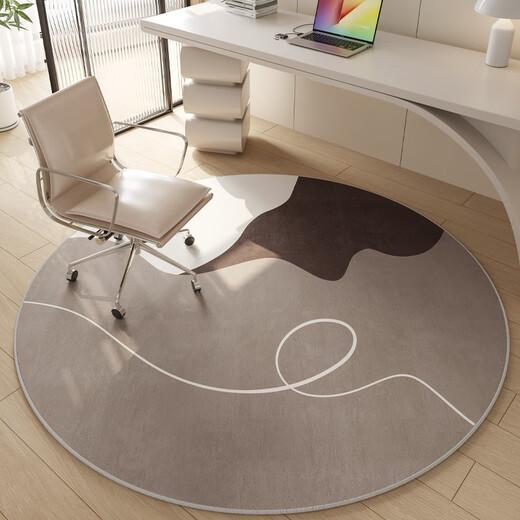 Matina de piso giratoria, alfombra redonda, sala de estar, silla de computadora de lujo ligera, alfombra de piso, estudio lavable, cojín de silla giratoria insonorizada, Qiufeng-14105 ronda tardío de 100*100 cm