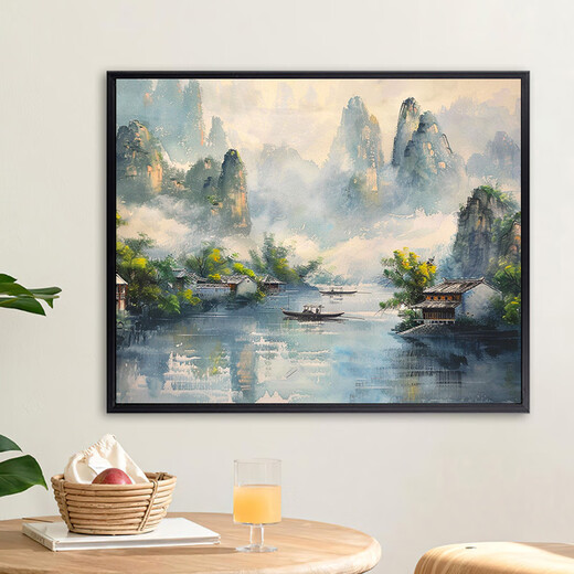 OUOETY Chinesische Landschaft Digitales Ölgemälde DIY handgemaltes Malen und Färben High-End-Acrylölfärben und Füllgemälde X9737 40 50 Ölgemäldepaket (Innenrahmen + Pinsel + Farbe)