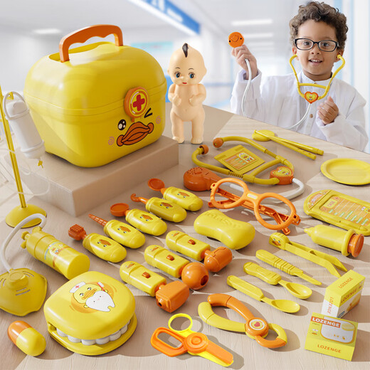 Enbe Family Children Doctor Toys Boy Girl Simulation Nurse Play Set Set Medical Medicine Box Box STETHOSCOPE ANNIVERSAIRE CADE [Version de base] Sac à dos médical 28 pièces