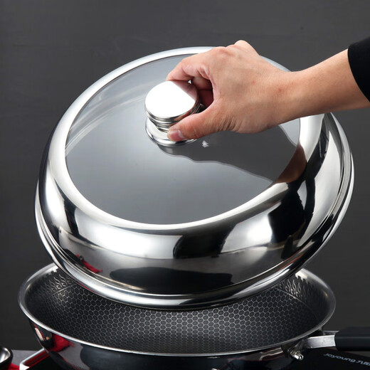 Hexingli stainless steel pot lid household wok lid can stand up lid visible transparent wok lid steamer lid 22cm tapered / suitable for inner diameter 21.8~22.3cm