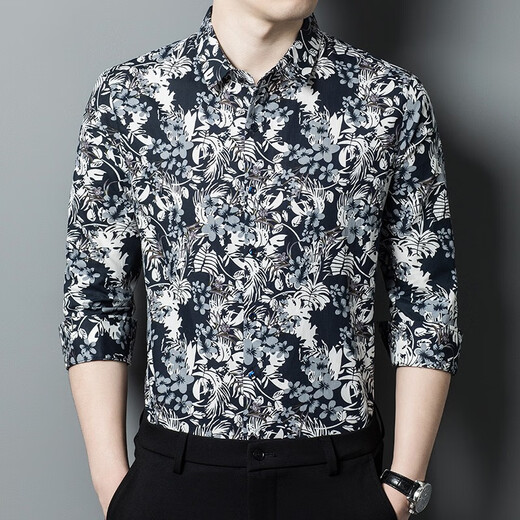 Uston Paul 100% reines Baumwollhemd für Herren Herbst Neue Retro-Stil-Männer-Langarm-Tops für den personalisierten Modetrend mittleren Alters und junger Leute, das Männer mit Nicht-Eisen-Hemd-Kleidung 9902 Grüne 170/l Vorschlag 115-135jin [Jin gleich 0,5 kg]