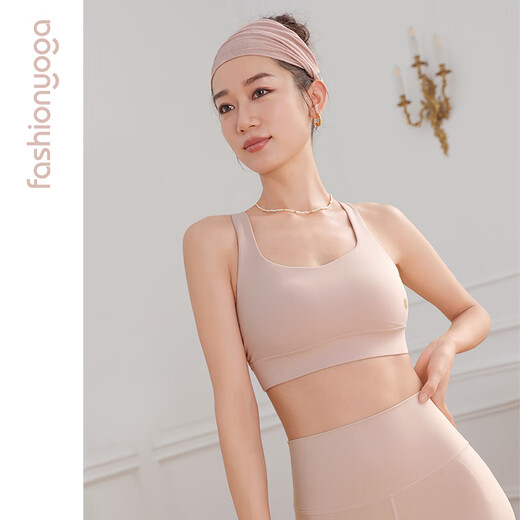 
Santa Yoga Sports Lingerie Women's Gold Label Nude Breathable Crossed Beauty Vest Maillard Fitness Bra FC12154 Chana Powder S