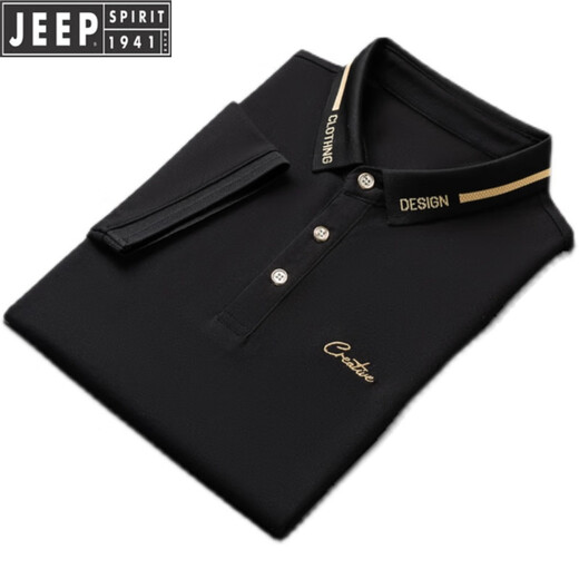 Jeep (Jeep) International Marke 2025 Sommer Revers Short Sleeve T-Shirt Herren-Jugendeis-Eisdrahler-Halbhülle-Polo. Hemdgeschäft atmungsaktiv schwarz qy683 2xl [150-165jin [Jin ist gleich 0,5 kg]]