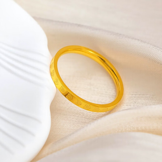 Fat Donglai's same style hard gold ring gold 999 gold four-leaf clover fashion 24K plain circle solid love ring women's love ring No. 6