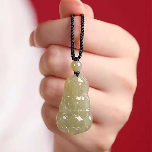 BJYL White Jade Guanyin Pendant Women's Necklace Ancient Jade Pendant Amulet Chinese Style Jade Pendant Jade Pendant Men's Gift Guanyin Pendant Ordinary Gift Box