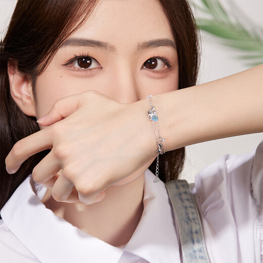 Trendy painted jade cinnamon dog star silver bracelet girls birthday gift girls bracelet Sanrio gift girlfriend 6096