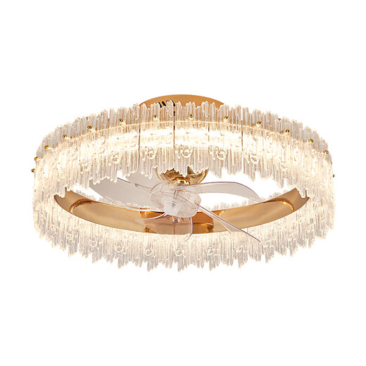 XMSJ Ventilateur en cristal personnalisé 2023 Nouveau salon clair chambre principale plafonnier plafond 360 degrés secouer la tête de restaurant ventilateur de plafond 12033 or 50 cm Infinity + tête de tremblement