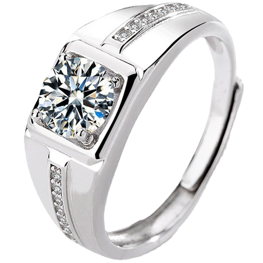 EothPT950 Platinum Moissanite Diamond Ring Men's Style Live Light Luxury Niche Valentine's Day Birthday Gift for Boyfriend PT950 Platinum Moissanite Ring + Certificate