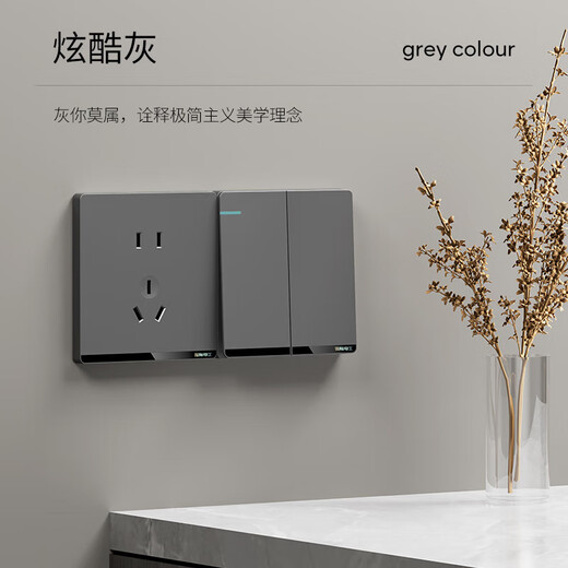 International electrician switch socket type 86 ultra-thin household wall air conditioner 220V concealed flat flat large panel charging five-hole with switch USB wall plug panel staggered five-hole socket