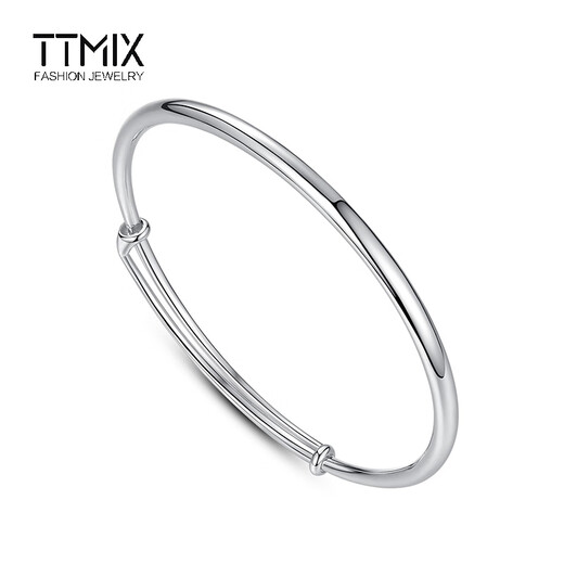 TTMIX platinum bracelet, adjustable push-pull PT950 platinum bracelet for women, versatile smooth hand ornament, hollow 17.1-17.3g, width 3.4mm