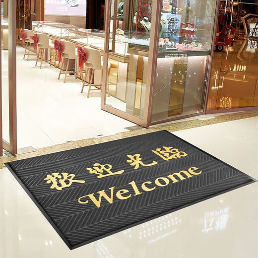Aoxi Commercial Welcome Floor Mat Door Mat Hotel Opening Welcome Foot Mat Water-Absorbent Outdoor Door Anti-Slip Mat Gray Car Tire Pattern-Welcome 180*300CM