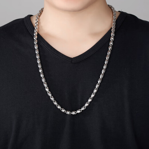 Fat Donglai's same platinum necklace men's pt999 new PT950 men's bag 999 silver men's plain chain is light and luxurious, pt210 leading melon seed chain, about 6mm55cm, weight about
