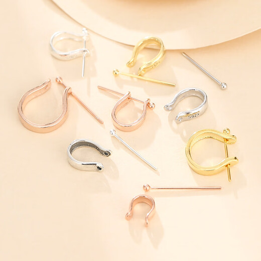 Fat Donglai same style pendant 18k gold buckle head 925 silver DIY accessories Jade buckle Buddha male buckle necklace buckle Glossy white gold medium clip distance 6* clip thickness 5.5