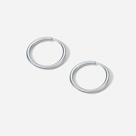 Saturday Fu PT950 platinum earrings for women, bright temperament, simple and versatile plain hoop earrings, one pair - 1.30g