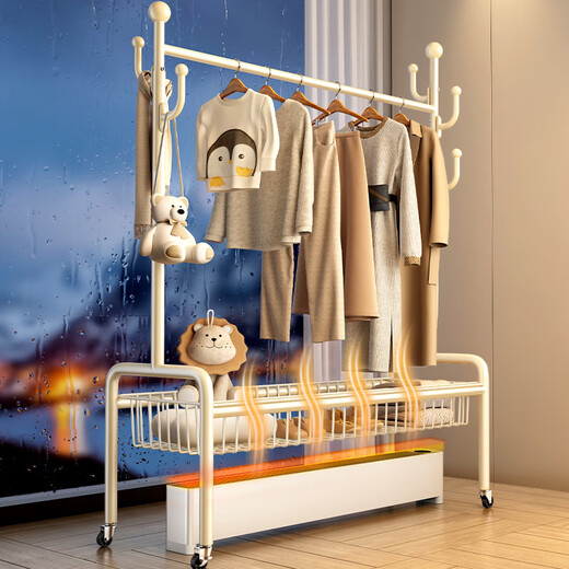 Tiandiyu baseboard heater drying rack special clothes drying rack floor-standing bedroom base line household drying all-in-one cool clothes rack cream white 120cm clothes drying with mesh basket - no heater