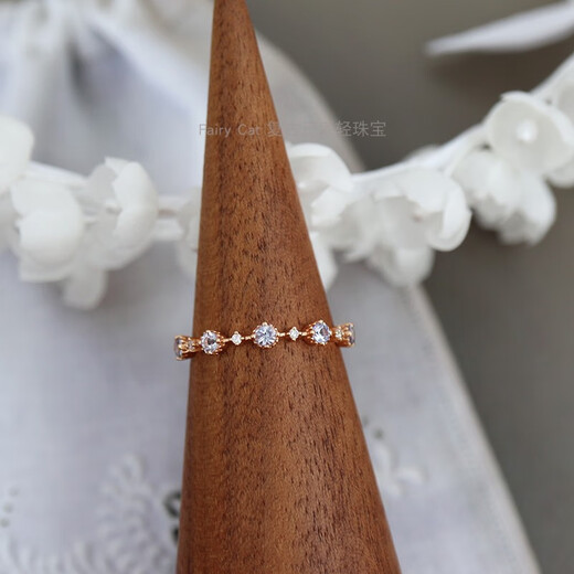 Pu Lian Xiangtao Bobo. Original beautiful natural tanzanite fairy small row diamond zircon ring 925 silver gold-plated ring Hong Kong No. 10/Yomei No. 5