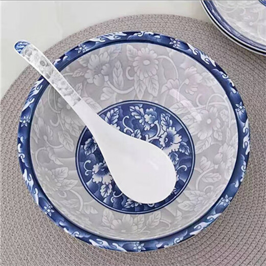 Detif bowls and plates set household Jingdezhen bowls and chopsticks ceramics eating bowls dishes noodles soup bowls fish plates spoon combination tableware blue and white 2 bowls 2 spoons