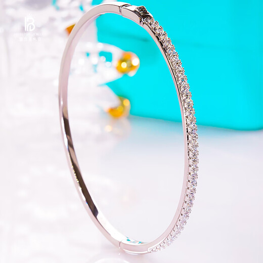 Guanpu Pavilion Fat Donglai same style pt950 platinum bracelet half circle diamond bracelet light luxury fashionable jewelry moissanite wedding 18k white gold 16cm