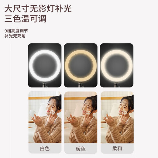 OLPAY mobile phone holder desktop cantilever overhead shot bracket beauty lamp live broadcast fill light bedside home dormitory support frame online class food painting shooting video lazy people chasing drama artifact pan/tilt + mobile phone clip + fill light cantilever overhead shot bracket easy to carry | safe and stable