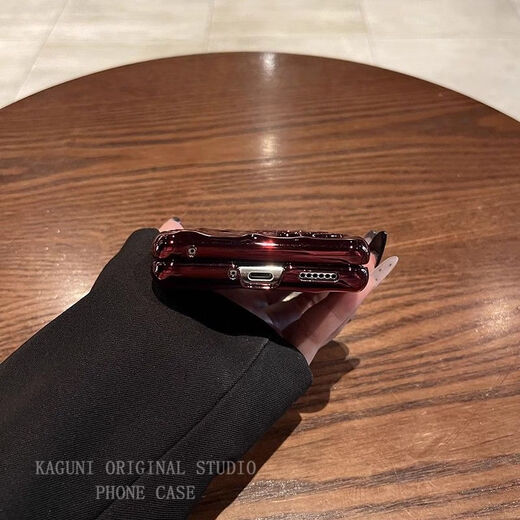 Electroplating burgundy wrinkled Huawei pocket 2 mobile phone case pocketS folding anti-fall bracelet p50 protective case wine red fold [single shell] Huawei p50pocket