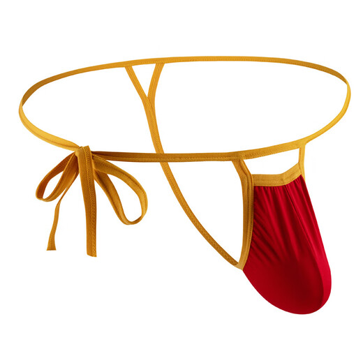 OLO men's thong belt side opening knotted rope ice silk soft comfortable sexy GAY strappy sexy underwear red one size