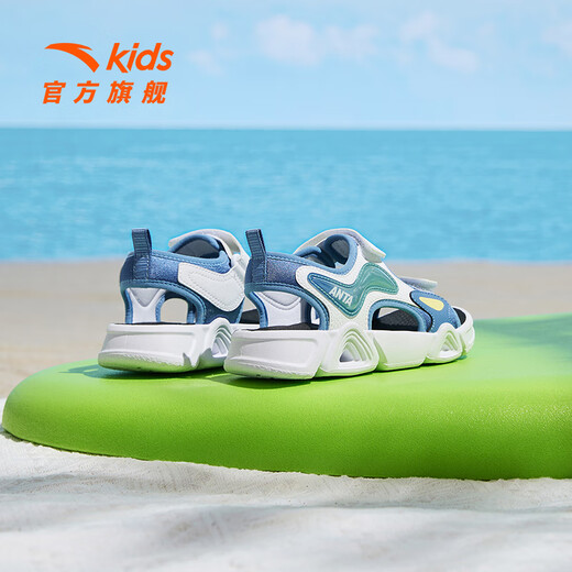 ANTA children's sandals for boys 2026 summer new open-toe soft sole breathable sports comfortable bubble beach shoes era blue/Anta white-1 31
