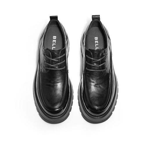 Belle men's shoes commuting business leather shoes pleated cowhide leather comfortable thick sole formal shoes A1422AM4 [pre-sale] black - single 42 (260mm)