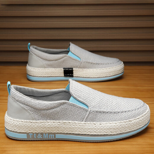 Xmxe marque vieille chaussures de tissu beijing 2025 Été Nouvelle pédale décontractée en lin pour toile à semelles épaisses chaussures pour hommes polyvalents beige 41