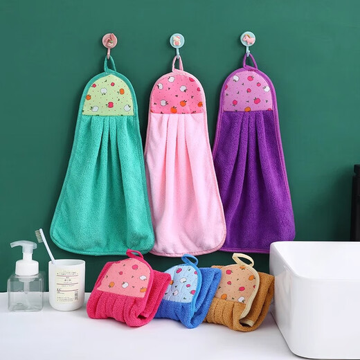 Hanging pet hand towel, cute and absorbent, Korean hand towel, bathroom kitchen towel, children's handkerchief, hanging soft towel - random mixed colors - 1 piece