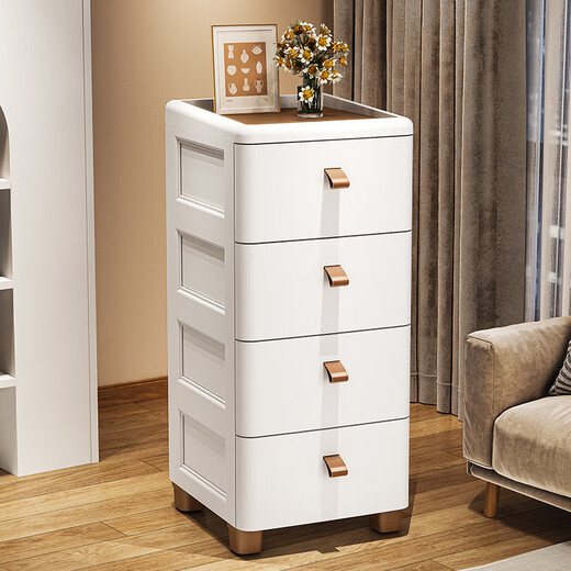 ME Thickened Seam Storage Cabinet Drawer-type Plastic Storage Cabinet Kitchen Multi-Layer Gap Cabinet Bathroom Waterproof Storage Cabinet 25CM Width - Simple White - Wooden Top 3 Layers