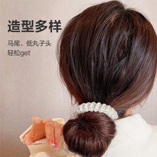 Grape Coconut Korean Girls High Quality Polka Dot Phone Cord Versatile Daily Hair Rope Candy 4 Piece Bracelet Set - Blue Mint Yee