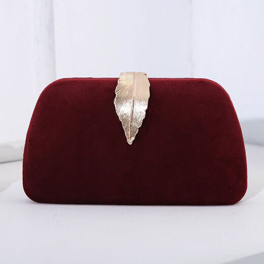 Kuqi Kangaroo (KUQIDAISHU) Celebrity Temperament Dinner Clutch Women's Banquet Evening Black Evening Bag Cheongsam Matching Evening Dress Small Bag Burgundy Velvet