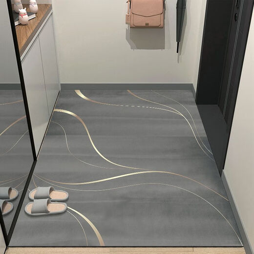 Beiyan entrance floor mat, entrance door mat, door mat, cuttable entrance floor mat, entrance door, water-absorbent anti-slip carpet, light luxury - gray 100cm*120cm