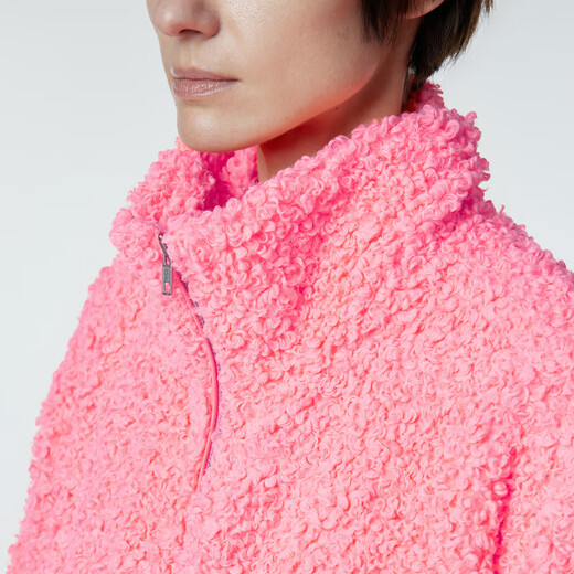 
JNBY/Jiangnan cloth autumn and winter imitation fur women plush imitation lamb fur loose stand collar long sleeve casual style 5NAA14380 620/Sakura Pink M